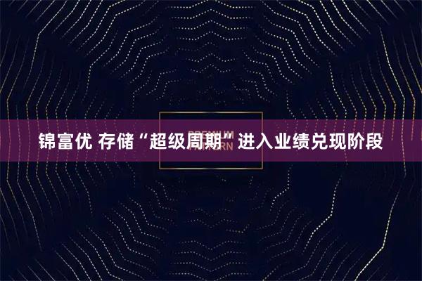 锦富优 存储“超级周期”进入业绩兑现阶段